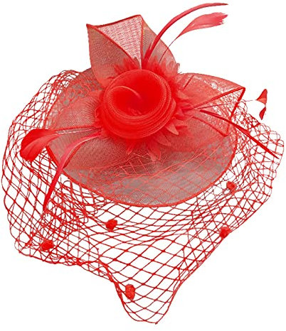 QIFLY Fascinator Schwarz Women's Cocktail Fascinators Ladies’ Cocktail Party Fascinator Flower Feather Tea Party Women Girls Hair Clip 1920er Fascinator Stirnband