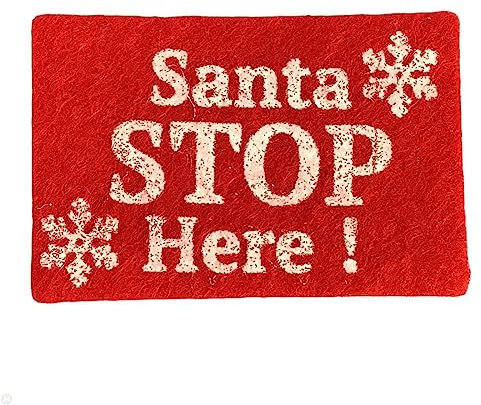 Dolls House Door Mat Red Santa Stop Here Winter Christmas Front Entrance Carpet