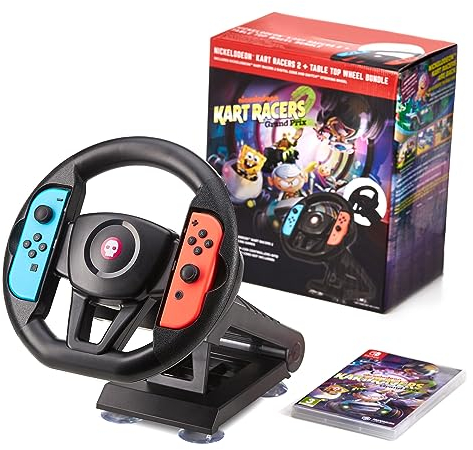 Nickelodeon Kart Racers 2 & Officiel Numskull Joy-Con Volant Deluxe Bundle – Jeu officiel Nintendo Switch, avec accessoires de volant de table pour console Switch