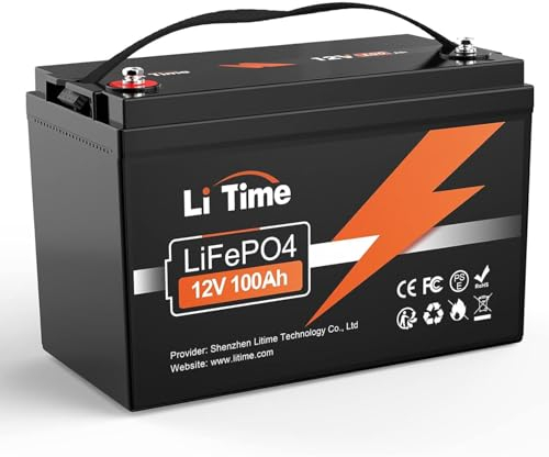 LiTime LiFePO4 12V 100Ah Lithium Batterie, 1280Wh Lithium Akku mit 100A BMS und Max. 15000 Zyklen,10 Jahre Lebensdauer, Perfekter Ersatz für Blei-Säure für Wohnmobile, Solaranlage, Boote