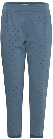 ICHI IHKATE Damen Hose Stoffhose mit Eingrifftaschen Gummizug Gemustert Regular fit, Größe:S, Farbe:Blue Mirage Flock Dot (203449)