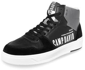 Camp David Herren Hightop Sneaker im Materialmix mit Rubber Logos Black 45