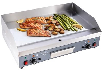 Commercial Electric Griddle 75x45cm, Countertop Flat Top Outdoor Griddles Hotplate 12mm Thickness 240V 5KW BBQ Grill Stainless Steel Steaks Business Catering Grill