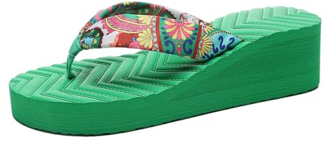 CYZJPRVN Hausschuhe Sommer-flip-flops Für Frauen Mit Satingurten, Lässige Strandschuhe Mit Lahmem Überfall Für Frauen, Pantoffeln Im Ethnischen Stil 36-41 (eine Größe Kleiner)-beige-36