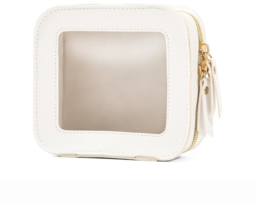 Kleine Transparent Kosmetiktasche Mini Make Up Tasche Damen Reise wasserdichte Kulturbeutel Transparent Aufbewahrungstasche Reisetasche Organizer mit Reißverschluss (White, MINI)