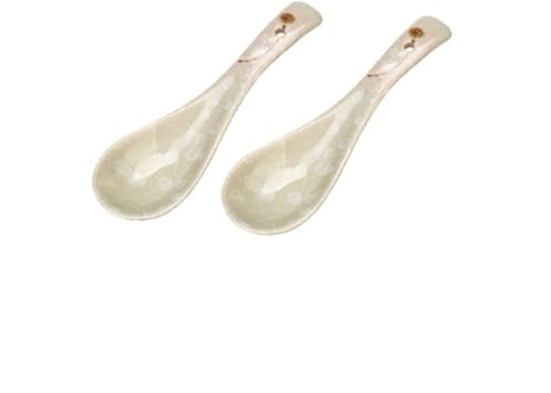 Cucharas Soperas Cuchara de cerámica Cuchara de sopa for el hogar Cuchara japonesa Vajilla Cuchara de arroz asiática Cuchara pequeña, Juego de 2 Cuchara Helado