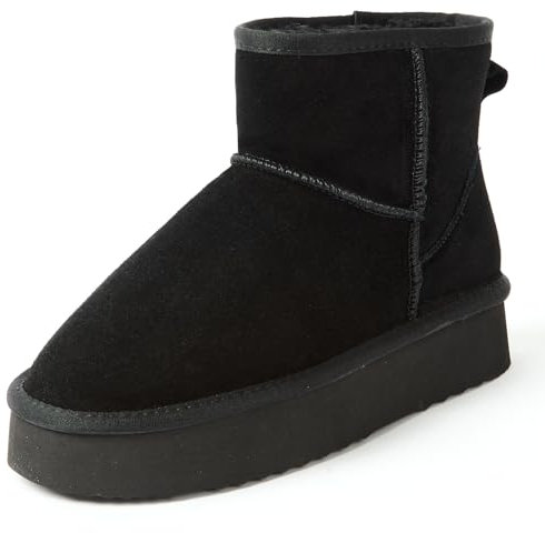 Shenduo Donna Plateau Stivali Caviglia Impermeabile, Stivaletti Invernali D9318 Nero 39EU