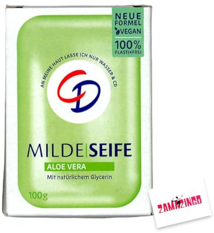 CD Milde Seife mit Aloe Vera VEGAN & PFLANZLICH 100g | Plastikfrei, mit natürlichem Glycerin, neues handliches Format + Zama4Zingo Karte (Aloe Vera, 24er Pack)