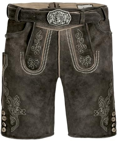 Lederhose Herren Tracht - Trachtenhose Herren Wildbock (100% Wildleder) - Kurze Lederhose braun Used in Gr. 44-64