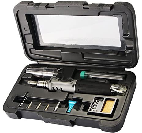 Soudeur à gaz Ensemble de fer Soudeur Kit de fer Souder en fer à gaz Ensemble de fer 10 en 1 kit de soudage Autoch/gris en forme de stylo portable en forme de stylo