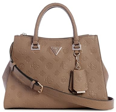 GUESS Damen Cresidia Society Satchel Schulranzen, Griffe Oben, Dark Taupe