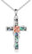 YFN Rose Kreuz Halskette Sterling Silber Blume Kreuz Anhänger Abalone Shell Schmuck Religiöse Christliche Taufe Geschenke für Sie Damen Herren