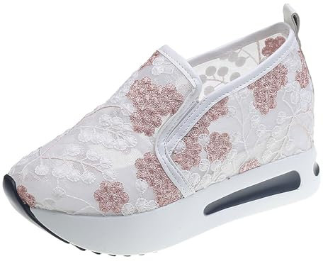 Donna Taglia 8 Tacchi Donna Piattaforma Cava Scarpe Casual Tinta Unita Traspirante Zeppa Espadrillas Scarpe Uomo Casual, rosa, 37 EU