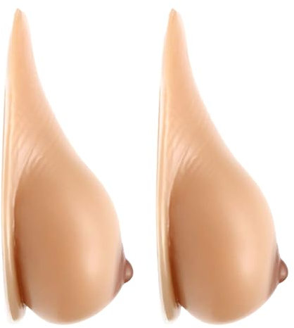 OSEMISS 1 Paire de Faux Seins en Silicone Auto-adhésifs en Forme de Goutte d'eau réaliste pour travestis, transgenres, Mastectomie, Cosplay,Suntan,D|Cup (1000g/Pair)