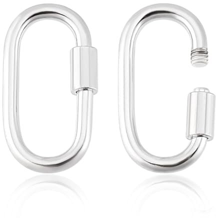 PH PandaHall 2pcs 925 Sterling Silver Screw Lock Clasps, 15x8.5mm Long Necklace Clasps and Closures Bail Clasp Necklace Enhancer Connector Lock Key Clasp Gate Ring for Jewellery Craft Keychain Making