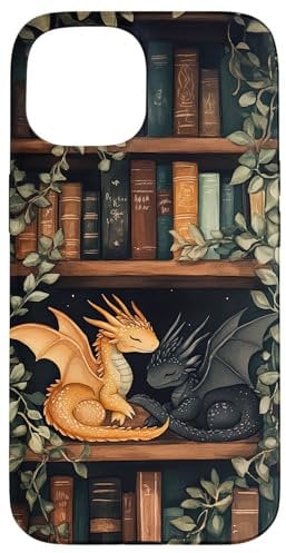 Cute Dragons On Bookshelf Book Dragon Bookworm Book Lover Case for iPhone 15
