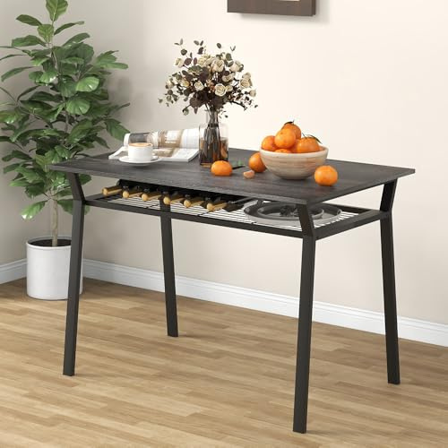 GIANTEX Esstisch 110x70 cm mit robustem Metallrahmen | Küchentisch rechteckig für 4 Personen, Industrie-Design für Esszimmer und Küche
