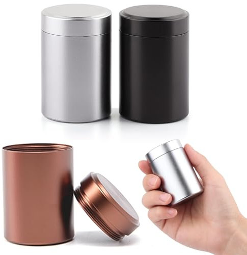 3 Pcs Smell Proof Container, Aluminum Storage Jar, Portable Small Airtight Container Bottle, Vacuum Container Mini Metal Sealed Can For Tea, Coffee, Sugar, Biscuits, Spices, 60 Ml*3