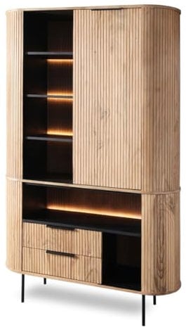 WOLF MÖBEL WOOD YOU LIKE Bronx Round Schrank 1 Tür / 2 Schubladen / 6 Ablagen/Licht