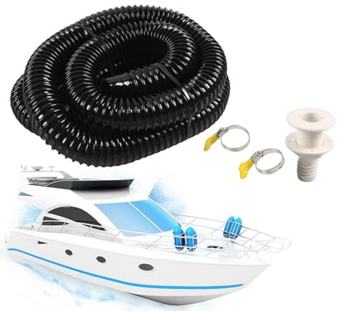 Flexible PVC Drainage Pipe Hose - Bilge Pump Hose Installation Kit | Bilge Pump Installation Kit | PVC Hose Bilge Pump Kit | Heavy-Duty Discharge Hose with Clamps and Fitting for Boating