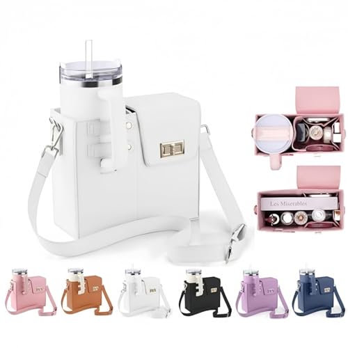 oryshrystar Stanley Cup Purse - Waterproof Crossbody Bag, Adjustable Strap, Multifunctional Backpack, White