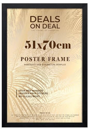 DEALS ON DEAL® Poster Frame 51x70cm Photo Picture Frame Jigsaw Puzzle | Mdf Wooden 51 x 70 cm | Large 510 x 700 mm | for Home Office Livingroom-Black