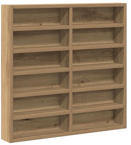vidaXL Vitrine Schrank Artisan Eiche Wandmontiertes Regal 60X8.5 x 58cm Massivholz für Zuhause und Büro Aufbewahrung Regale Rustikale Innenlösungen