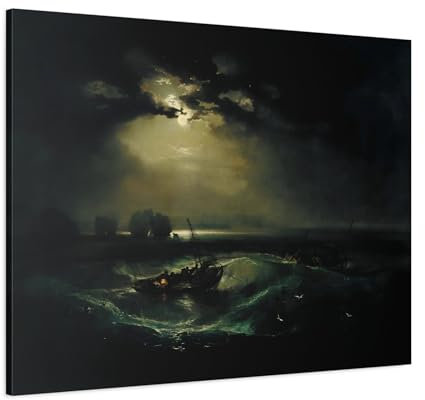 Fishermen at Sea Canvas Wall Art Print - Storm Landscape JMW Turner Prints 40x30inch 100x75cm (Horizontal) / 1.25inch 3.175cm