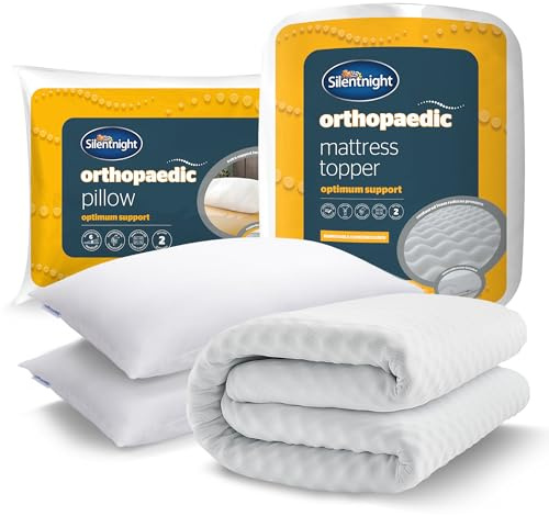 Silentnight Orthopaedic Pillow and Mattress Topper - Supportive Foam to Ease Aches and Pains - Pressure Relief and Spinal Alignment for Back and Neck - Soft Touch Cover, Hypoallergenic, King
