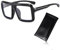 THXFUNAREA Übergroße Brille, Retro-Brille mit großem Rahmen, dicker schwarzer Rahmen, klare Gläser, quadratische Brille, Mode- und Kostümzubehör, klassische Kunstbrille, Nerd-Spaßbrille (schwarz)