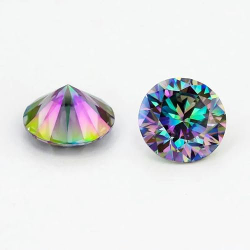 ORGEFY Farbige lose Moissanit-Steine, grün-Schwarze Moissanite, glänzender edler Schmuck, runde, im Labor gezüchtete Diamanten, bunt, 3 mm, 0,3 ct, 1 Stück