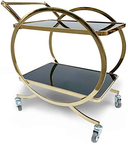HUIBBGO Vintage-Barwagen in Gold mit Ablageflächen im Art-Deco-Design und Lenkrollen