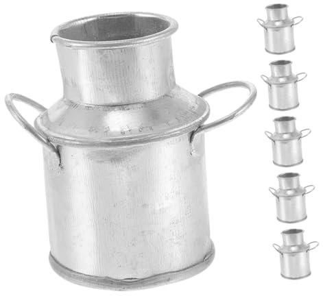 Mobestech 6pièces Mini Seaux Métal Bidons De Lait Miniatures Petits Vases Pichets pour Décoration De Jardin Plantes Fleurs Artisanat