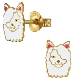 Monkimau Mädchen Ohrringe Llama | Ohrstecker aus 925 Sterling Silber | Kinderohrringe hypoallergen
