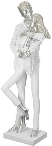 Casablanca Skulptur Gemeinsam, Deko Figur Weiß, Kunstharz Statue Wohnzimmer, Büro Dekoration H. 45,5 cm x B. 14,5 cm - Couple Familien Skulpturen, Zusammenhalt Familie
