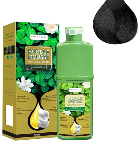 Langlebige pflanzliche Schaum-Haarfarbe, vegane Bubble-Haarfärbecreme für Frauen und Männer, ammoniakfreie Formel, sanfte Grauabdeckung, natürliche botanische Haarfarbenlösung (Black)