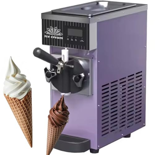 RETRIN 450w Máquina De Helados Soft Heladera Maquina Helados Soft Comercial Maquina Helados Soft Vertical Ice Cream Maker 4-5kg/H,1 Sabores,para Cafeterías,Buffets,Tiendas Bebidas Purple