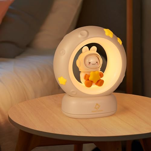 Annmore Nachtlicht und Schlummerleuchten für Kinder, Hase | Aufladbar, Dimmbar, Nachttischlampe, Stilllicht, Babyzimmer Deko, Geschenk Jungen Mädchen