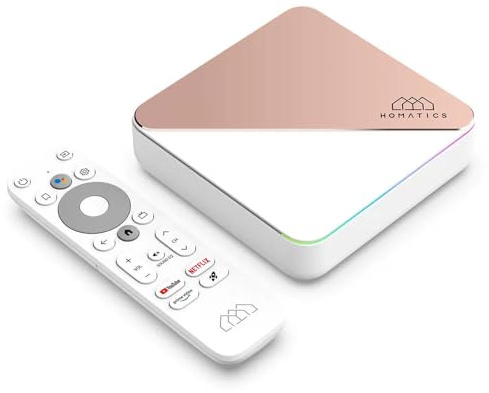 HOMATICS R Box R 4K Plus Android TV 11 Certificato | 4GB LPDDR4 RAM + 32GB eMMC ROM | Amlogic S905X4 Quad-Core | 4K HDR | Wi-Fi 6 | Ethernet Gigabit | G.Ogle TV | Controllo vocale