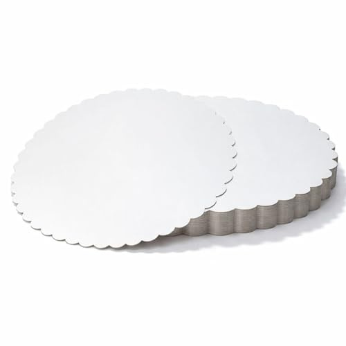 PARENCE – Set aus 6 runden Tortenböden Ø 28 cm – Starre weiße Kartondisplays – Einweg-Gebäck-Ständer – 6 Stück, Blanc