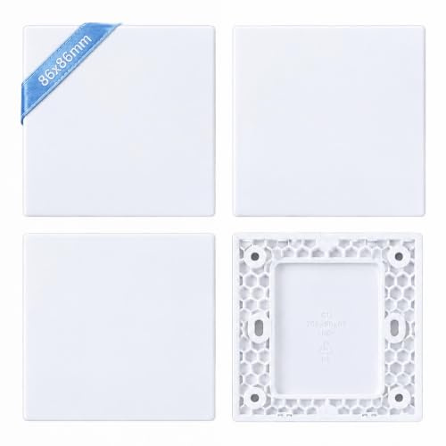4 pièces Cache-prises encastrables 8,6x8,6 cm, Plaque murale aveugle en plastique sans vis, Couverture de prises de courant pour prises inutilisées ou interrupteurs (B)