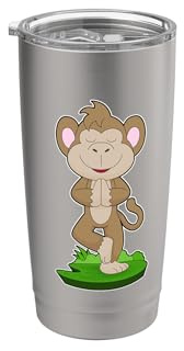 Affe Yoga Fitness Gymnastik Doppelwandiger Edelstahl-Thermobecher