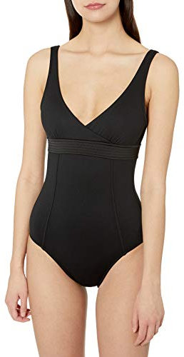 Seafolly Damen Wrap Front Maillot Einteiliger Badeanzug, schwarz, 40