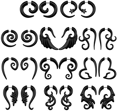 ZeSen Jewelry 16g Graceful Tribal Spiral-Fälschungs-Gauges Acrylohr-Kegelzapfen-Fake Stecker Horn Ohrstecker 11 Paare Mixed- Styles