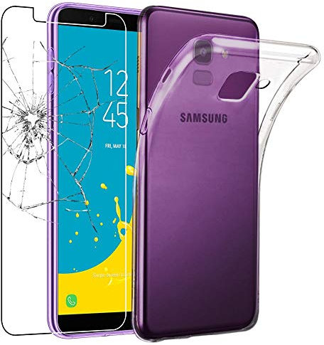 ebestStar - Coque pour Samsung J6 2018 Galaxy SM-J600F, Etui Protection Silicone Transparent Antichoc, Souple Slim, Transparent + Verre Trempé