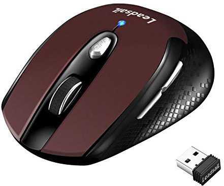 LeadsaiL Souris sans fil pour ordinateur portable, 2,4 G, souris d'ordinateur sans fil fine avec 6 boutons, souris USB pour Windows 10/8/7/Mac/MacBook Pro/Air/HP/Dell/Lenovo/Acer