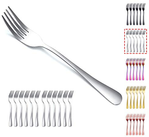 Kyraton Tenedor de cena, 12 piezas, tenedores de acero inoxidable de 8,17 pulgadas, cubiertos, tenedores de mesa, juego de 12