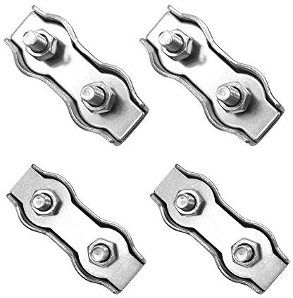 POFET Drahtseilklemme, M10 304 Edelstahl, doppelte Öffnung, Duplex-Bolzen-Kabelklemme, 4 Stück