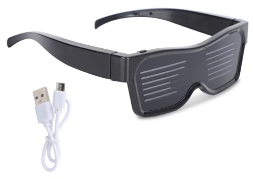 HERCHR LED Bluetooth Brille, LED Brillen Für Party, Cyberpunk LED Brille, App Control Display Blinkende Nachrichten Intelligente Brille Für Party Club Dj Festivals Weihnachten