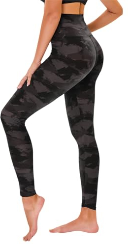 TNNZEET High Waist Leggings Damen Elastische Leggins Weiche Sporthose für Sport Gym, Schwarz Bedruckt, S-M